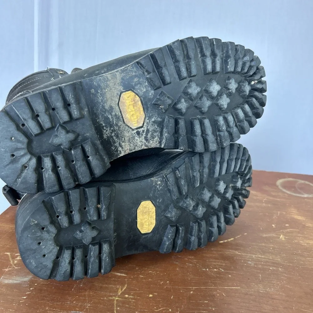 Vintage Herman Survivors Logger Boots Black Leather Vibram Mens 9-10 Wide
